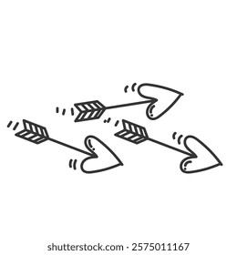 doodle love arrow icon illustration