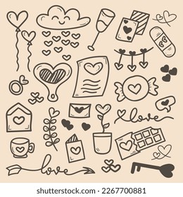Doodle Love Collection - Hand Drawn Doodle Love Set