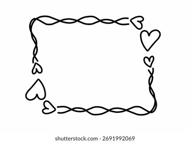 Doodle love frame line square vector