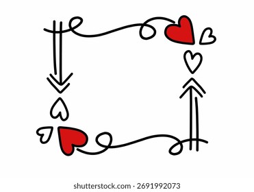 Doodle love frame line square vector