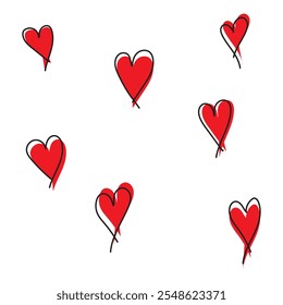 Doodle love heart. Loving cute hand drawn sketched hearts, hand-drawn love doodles design eps 10