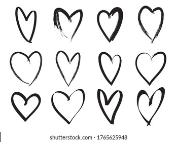doodle love hearts collection. vector illustration