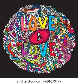 doodle of love and love letter