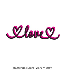 Doodle love lettering, hand drawn love lettering image. Vector illustration.