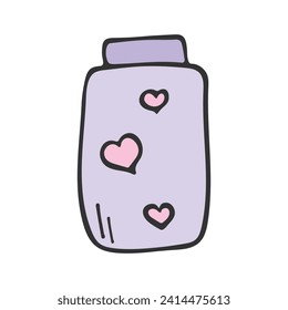 Doodle love potion in a jar. Valentine's day.