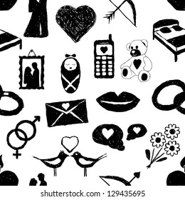 doodle love seamless pattern
