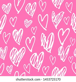 Doodle love seamless pattern. hand drawn love pattern. rough style background.