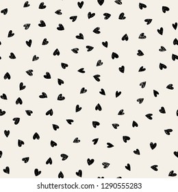 Doodle Love Seamless Pattern. Valentines Day Background With Cute Hearts. Vector Illustration.