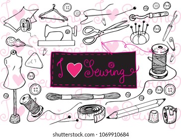 doodle i love sewing 