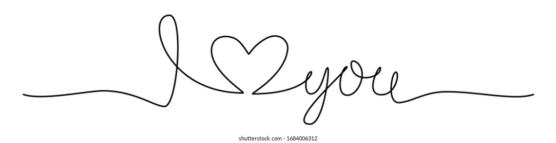 Doodle I LOVE YOU and a HEART hand written with thin line, divider shape scribble style. Isolated on white background. Vector illustration