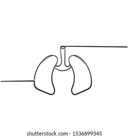 doodle lung illustration icon with handdrawn style