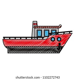 doodle luxury nautical ship transport in the sea