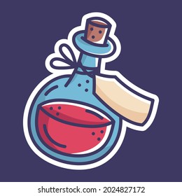 Doodle magic potion vector illustration. RPG fantasy items sticker