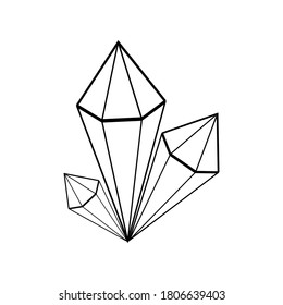 Símbolo de magia Doodle. Icono de diamante aislado en blanco. Dibujo manual de línea de dibujo. Dibujar ilustración de material vectorial. EPS 10
