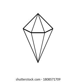 Doodle magic symbol. Diamond icon isolated on white. Hand drawing line art. Sketch vector stock illustration. EPS 10