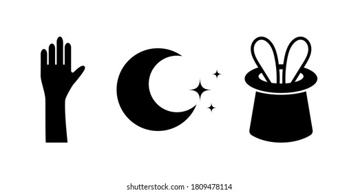 Doodle magic symbols set icon isolated on white. Vector stock illustration. EPS 10