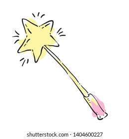 Doodle magic wand icon - hand drawn