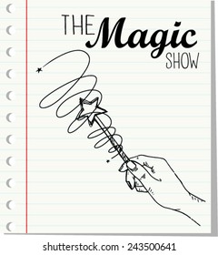 Doodle of Magic wand . Vector illustration 