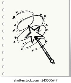 Doodle of Magic wand . Vector illustration 
