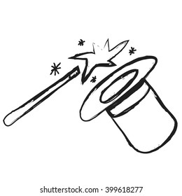 doodle magician's top hat, vector icon illustration