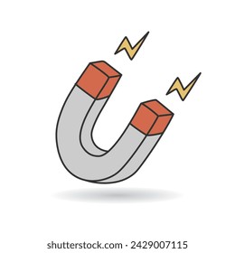 Doodle magnet icon vector illustration on white background.