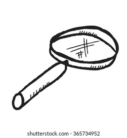 doodle magnify glass, vector illustration icon