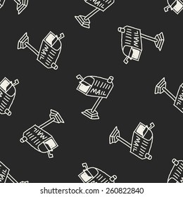 Doodle Mailbox seamless pattern background