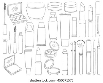 Doodle Makeup Set Woman Beauty Products Stock Vector (Royalty Free ...