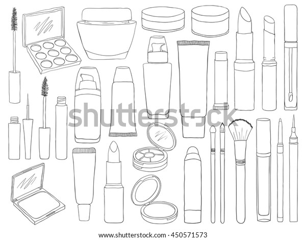 Doodle Makeup Set Woman Beauty Products Stock Vector (Royalty Free ...