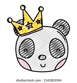 doodle male panda head with luxury crown