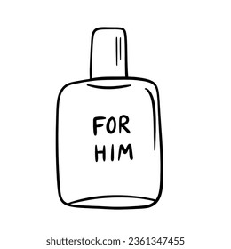 Doodle male perfume bottle. Vector sketch.