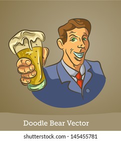 Doodle man with a beer