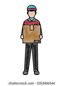doodle man delivery courier with box service