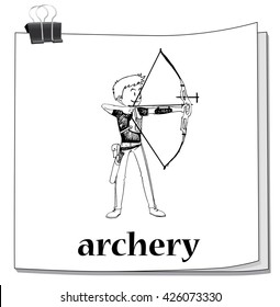 Doodle of man doing archery illustration
