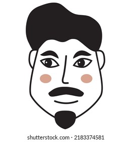 Doodle man face.Hand-drawn line people.Avatar face.Isolated on white background. Outline vector illustration.