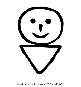 Doodle man or genderless person icon or logo, hand drawn with thin black line.