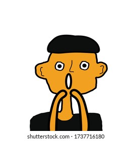 doodle man makes surprise   face  design  for art and print  vector eps.10