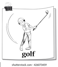 Doodle Mann, der Golf-Illustration spielt