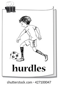 Doodle man playing soccer illustration