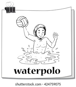 Hombre garabato jugando a la ilustración de waterpolo