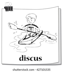 Doodle man rowing boat illustration