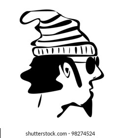 doodle of man wearing stocking cap