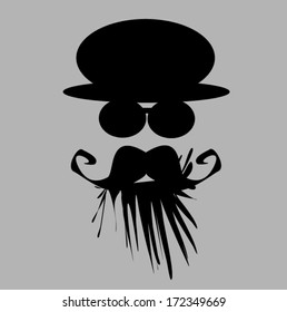 doodle of man with wild beard and mustache wearing hat