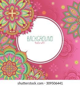 Doodle mandala. Background for design. Vector artwork.