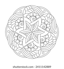 Doodle mandala coloring book page