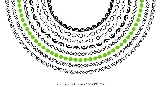 Doodle mandala decoration isolated on white background, hand drawn vector illustration