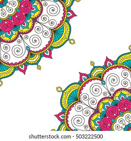 Doodle mandala design. Abstract hand drawn ethnic pattern. Tribal ornament.
