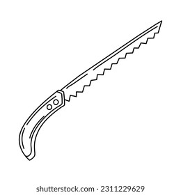 Doodle Manual saw icon in vector. Hand drawn Manual saw icon in vector