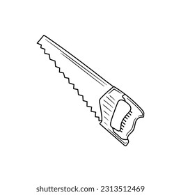 Doodle Manual saw icon in vector. Hand drawn Manual saw icon in vector