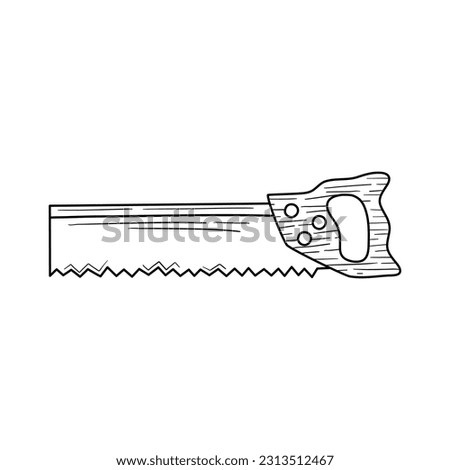 Doodle Manual saw icon in vector. Hand drawn Manual saw icon in vector